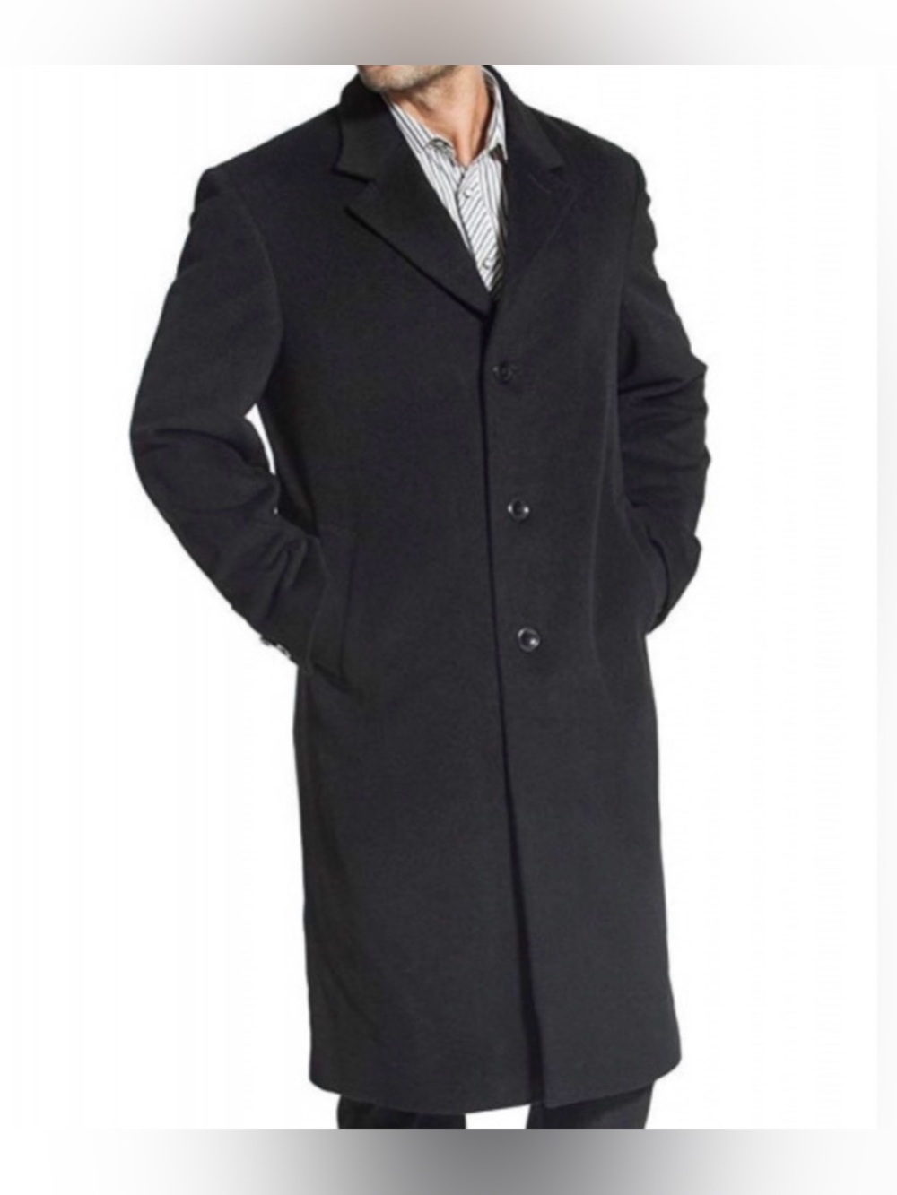 Jos. A. Bank Black Wool Over Coat - Size 42L